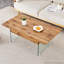 Table basse réglable en hauteur de 43,3 pouces avec rangement en verre trempé rustique pour le salon et le bureau-24233126