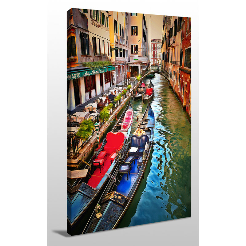 « venice gondoles iv » par yuri malkov, reproduction d’art sur toile tendue, H 60 po x l 36 po x P 1,5 po