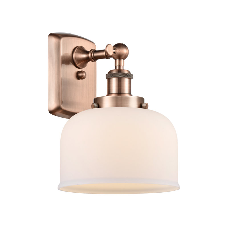 Ballston Urban Bell - 1 Light 8" Sconce, LED, Antique Copper, Matte White