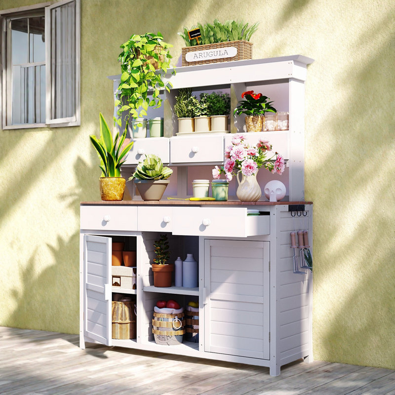 Table de rempotage avec 3 tablettes et 6 tiroirs, Blanc