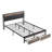 Size Metal Platform Bed Frame With Upholstery Storage Function Headboard And USB LINER And Footboard With Drawers, No Box Spring Needed, Large Under Bed Storage, Easy Assemble