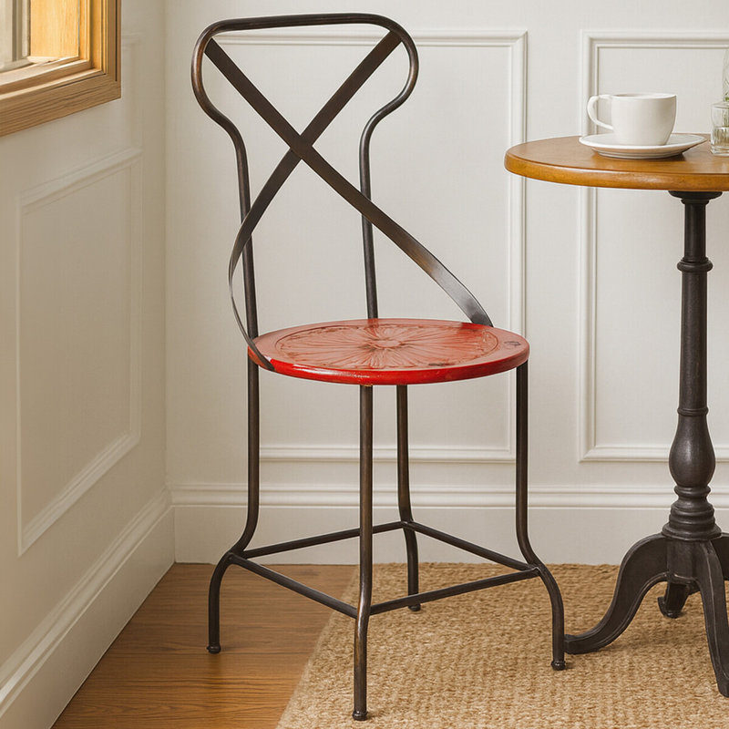 Craybrough Counter Stool with Metal Frame, Borwn/Red