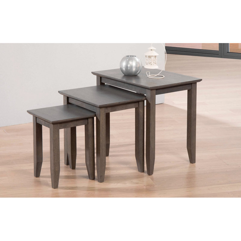 Tables gigognes en bois massif Cafferata, Gris