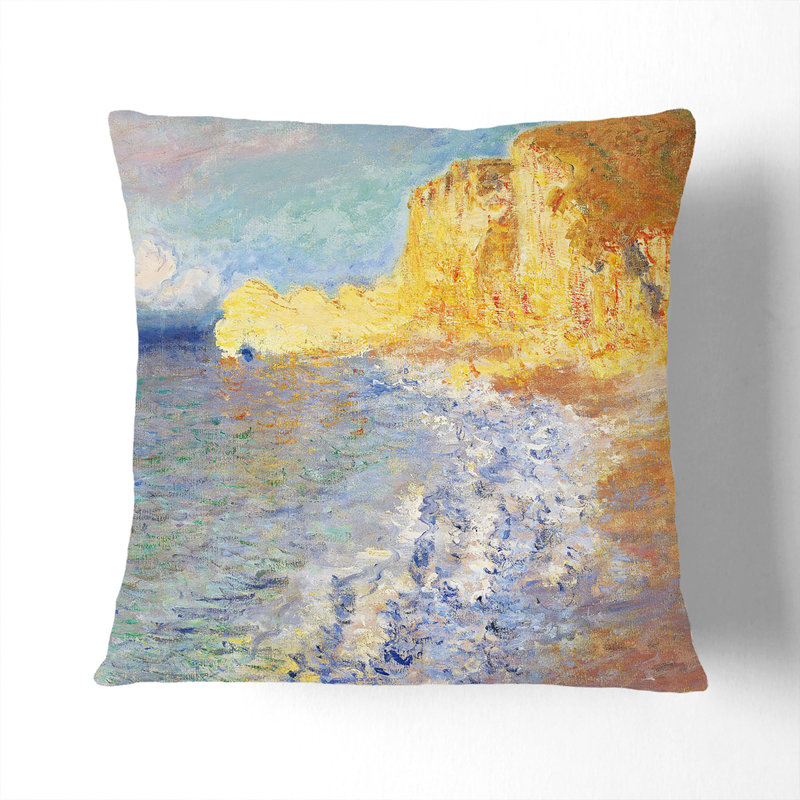 Morning In Etretat Square Throw Cushion, Black, 40cm H x 40cm W x 15cm D