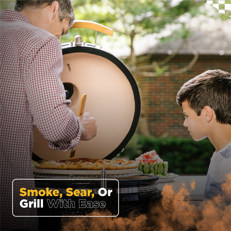 Coyote Grills 22" Kamado Charcoal Grill with Smoker