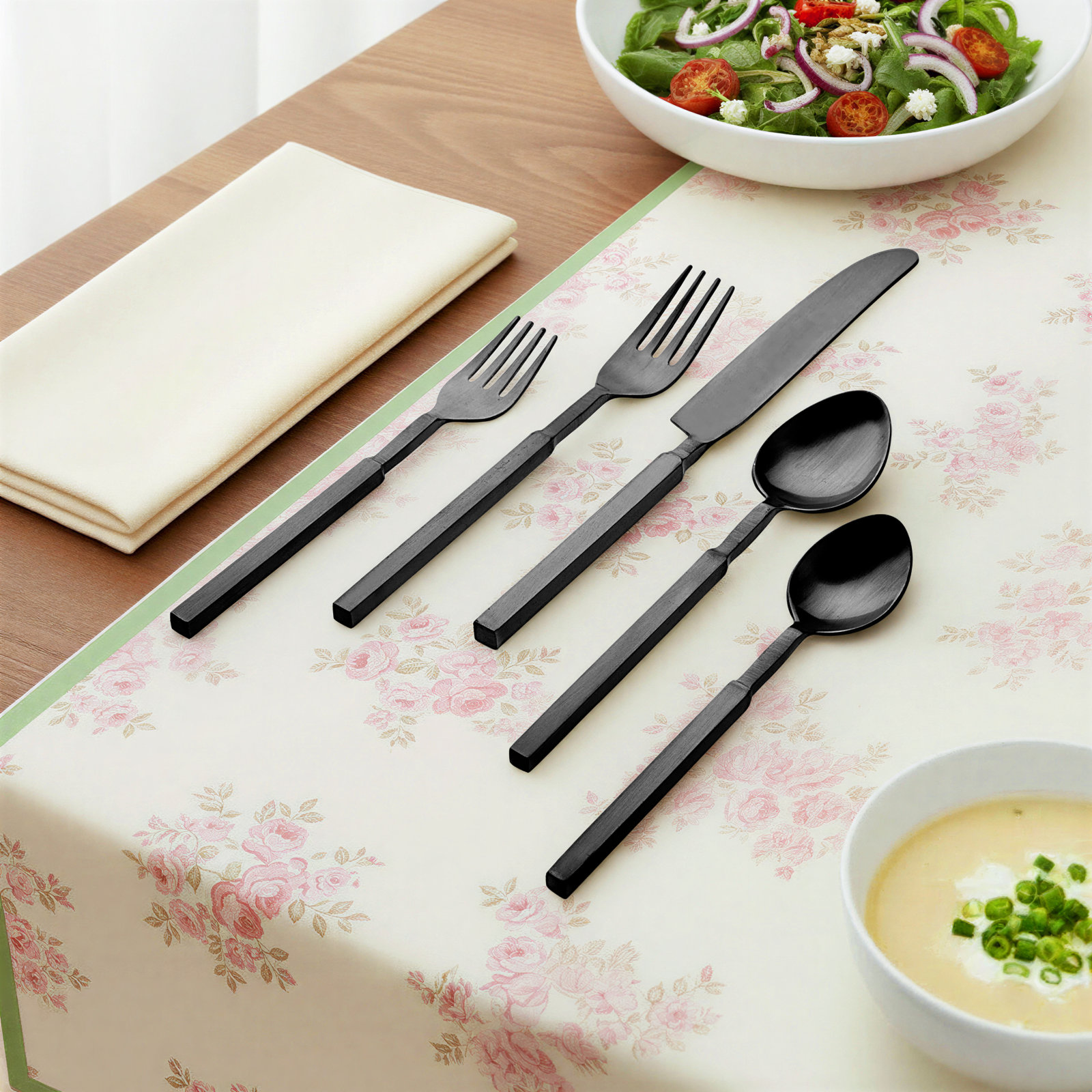 Cubit 20 Piece 18/10 Stainless Steel Flatware Set, Service for 4, Matte Black