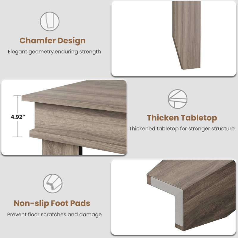 Table de salle à manger Farmhouse, H 30 po x l 70,9 po x P 35,4 po, Gray Wood / Gray