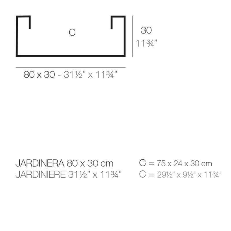Jardiniere Resin Planter Box, 11.75" H x 31.5" W x 11.75" D, Ice