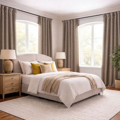 Ottis Faux Linen Room Darkening Curtain Panel 