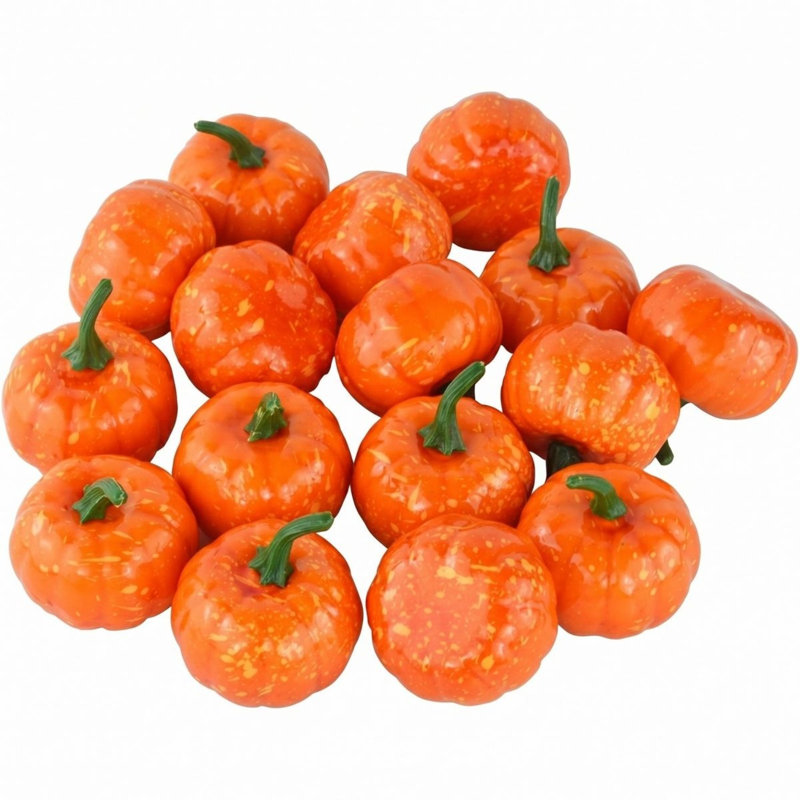 Mini-citrouilles artificielles artificielles pour la fête de l'Action de grâce - ensemble de 16 - orange
