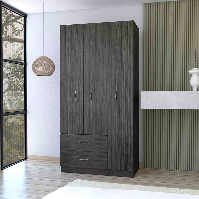 Armoire trois portes Clark, chambre, Gris