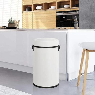 Poubelle commerciale en acier inoxydable de 17 gallons avec couvercle et options à couvercle ouvert, finition brossée robuste pour la cuisine, le restaurant et le bureau