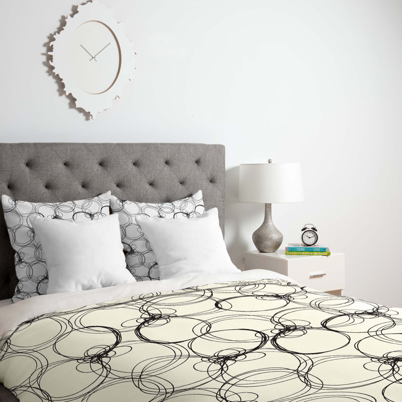 Housse de couette à cercles légers, Simple, Blanc et gris