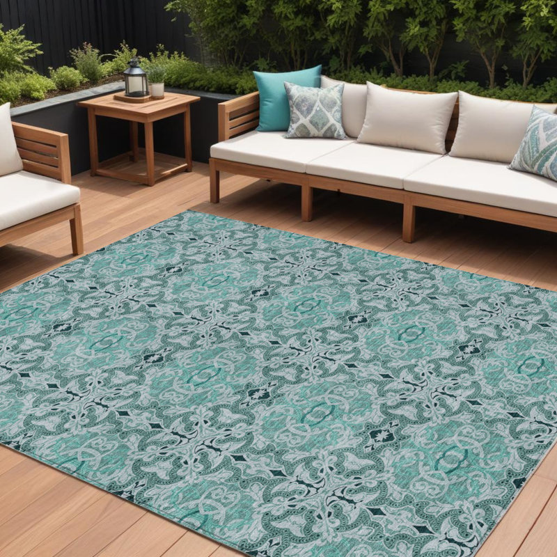 Tapis bleu sarcelle et turquoise 8 'X 10'