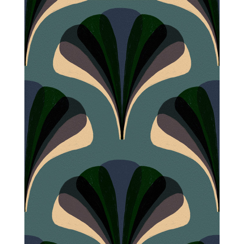 LA DOLCE VITA Wallpaper Roll, Anthracite/Green