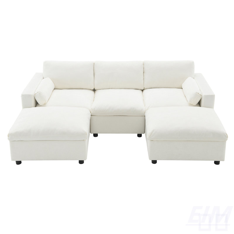 Canapé modulaire 86,5 po Chenille, Blanc