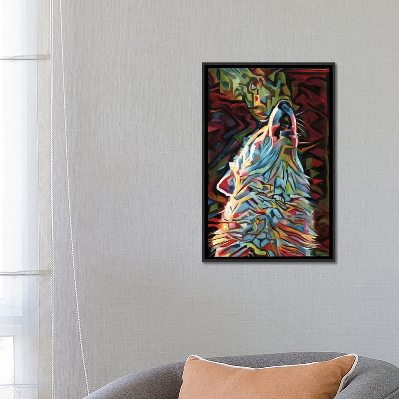 " Dream Wolf " by David Stribbling, 26" H x 18" W x 1.5" D, Black Framed Canvas, No Mat