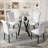 35" Round Glass Top Dining Table for 4 with Metal Base, for Kitchen and Small Spaces-582109171-586331512