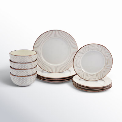 Hub Stoneware Dinnerware - Set of 12