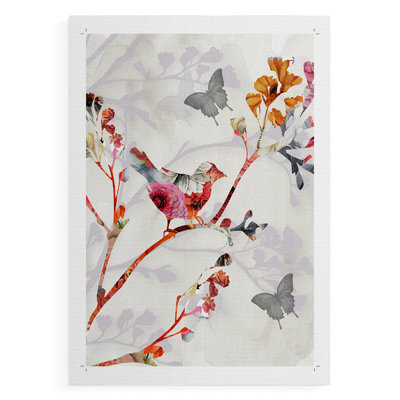 Oiseau et fleurs de cerisier II - Impression sur toile seulement - NON-CADRE