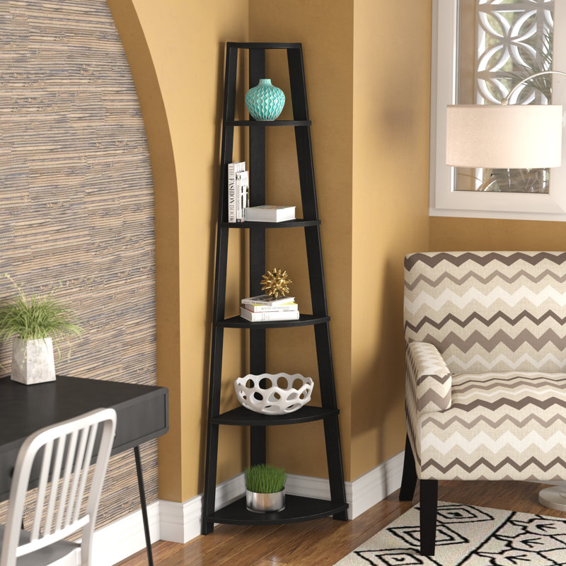 Sargun 71" H x 16.5" W Corner Bookcase, Black