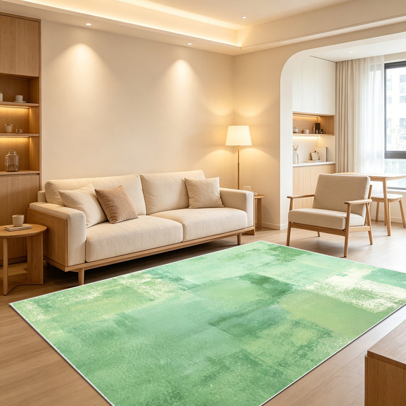 1PC Sage Green Watercolor Patchwork area rugs for Living Room, Soft and Comfortable, Suitable for all seasons, easy-to-maintain, machine washable Indoor floor mat, Under Table Farmhouse suitable for dining table, bedroom, entryway, home office,