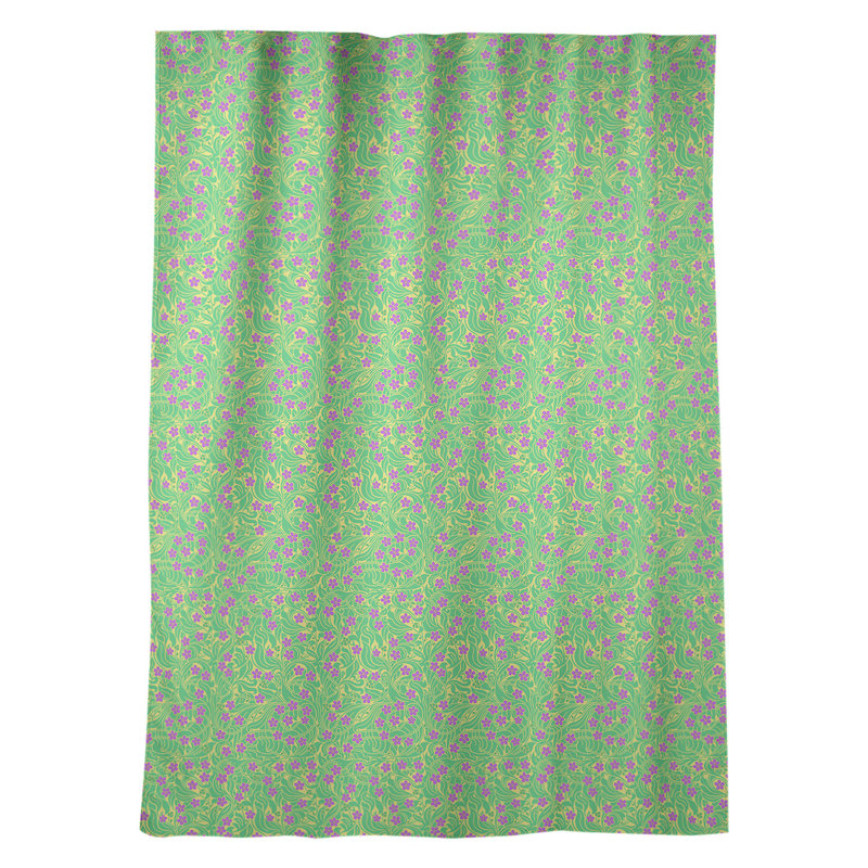Panneau de rideau simple avec passe-tringle tourbillony, Jaune, vert et mauve