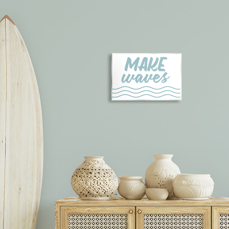 «Make Waves on White», art mural par lettres et lignes, H 10 po x l 15 po