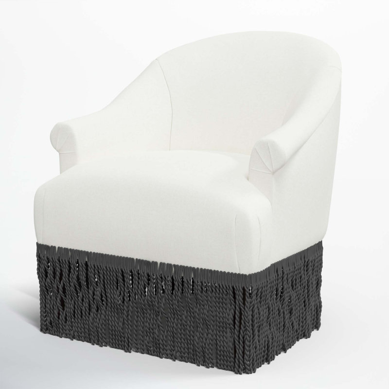 Fauteuil à oreilles Callie, Noir, Lin blanc texturé Zuma