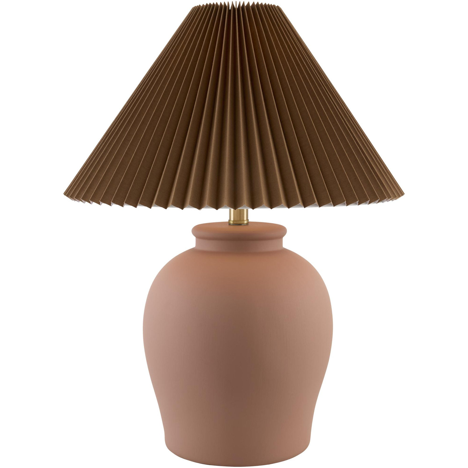 Chemise 22" Ceramic Table Lamp, Brown Pleated, Terracotta