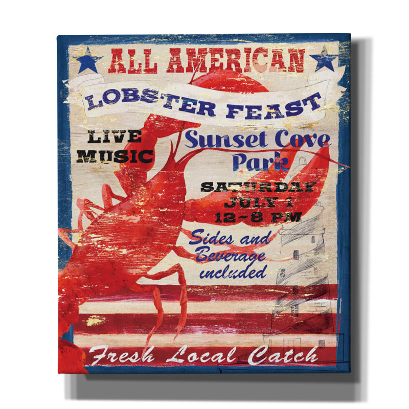  «All American Lobster» par Fiona Stokes-Gilbert, art mural sur toile, 26 po x 30 po, H 30 po x l 26 po