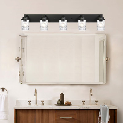 Applique murale 5 lumières pour salle de bain à 5 lumières sur meuble-lavabo moderne de style campagnard avec applique murale rustique industrielle pour salle de bain, chambre à coucher, douille E26.