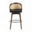 Tabouret de comptoir en bois d'hévéa de 26 po de hauteur avec dossier en rotin Nasra-122002029-129682434