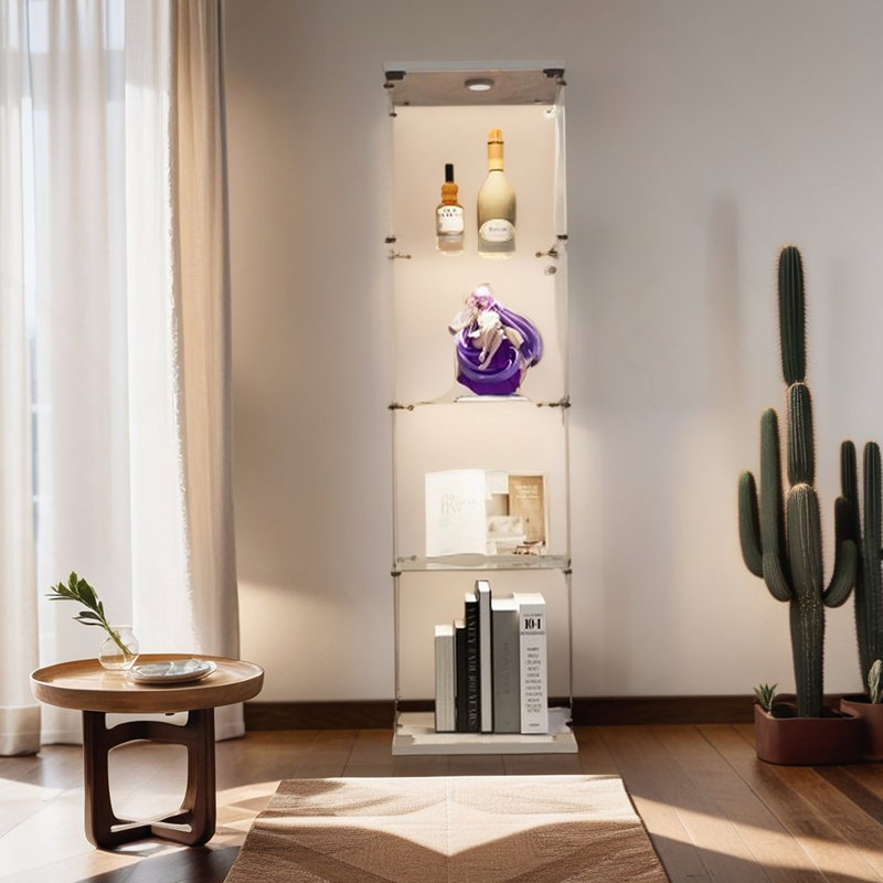 Vitrine en verre trempé durable de haute qualité avec plusieurs tablettes réglables pour un rangement polyvalent et élégant dans n'importe quelle pièce