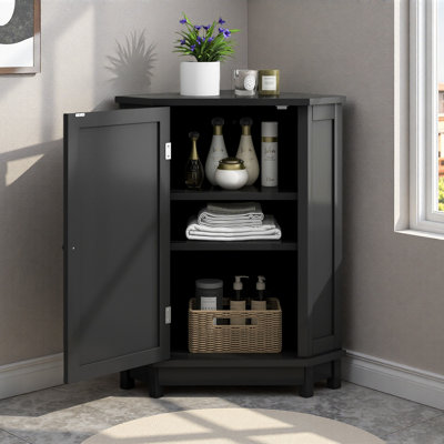 31.4" H Freestanding Corner Floor Storage Cabinet With Adjustable Shelf