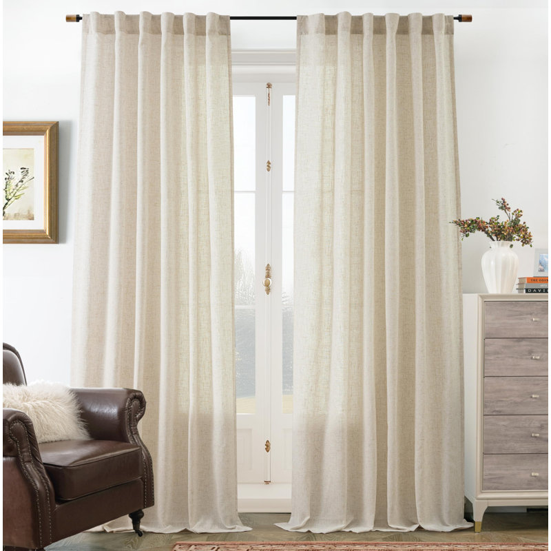 Paire de rideaux semi-transparents avec passe-tringle Janie, Lin clair, L 72 po x L 84 po