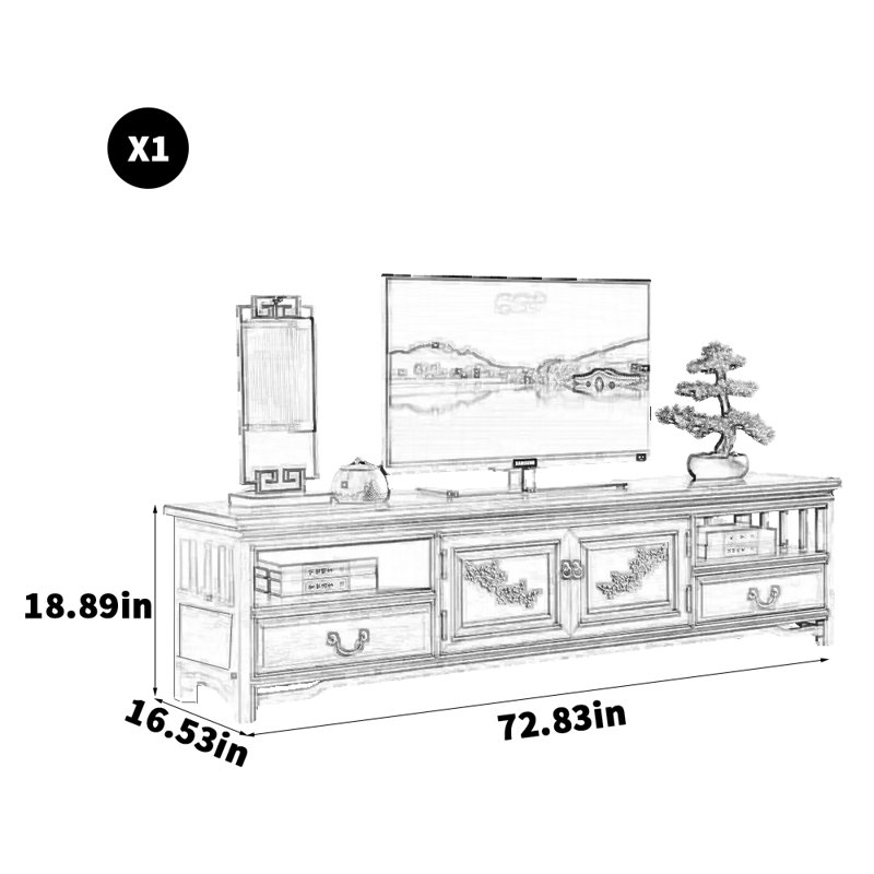 All solid wood TV cabinet, Light Brown