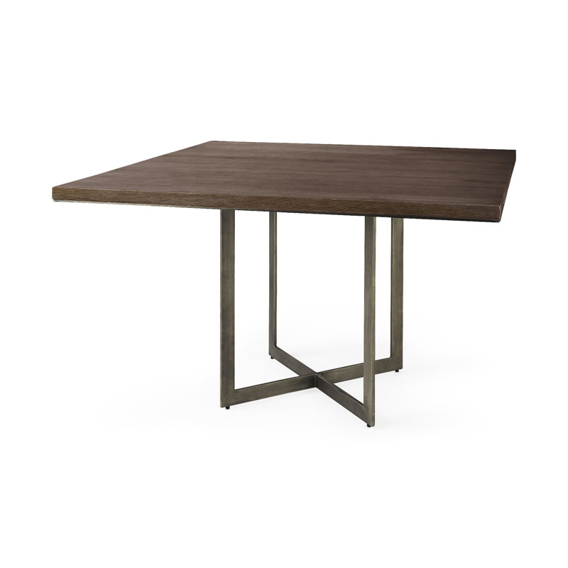 Table de salle à manger Tulane I L 48 po x l 48 po x H 30 po, Brun foncé, Nickel