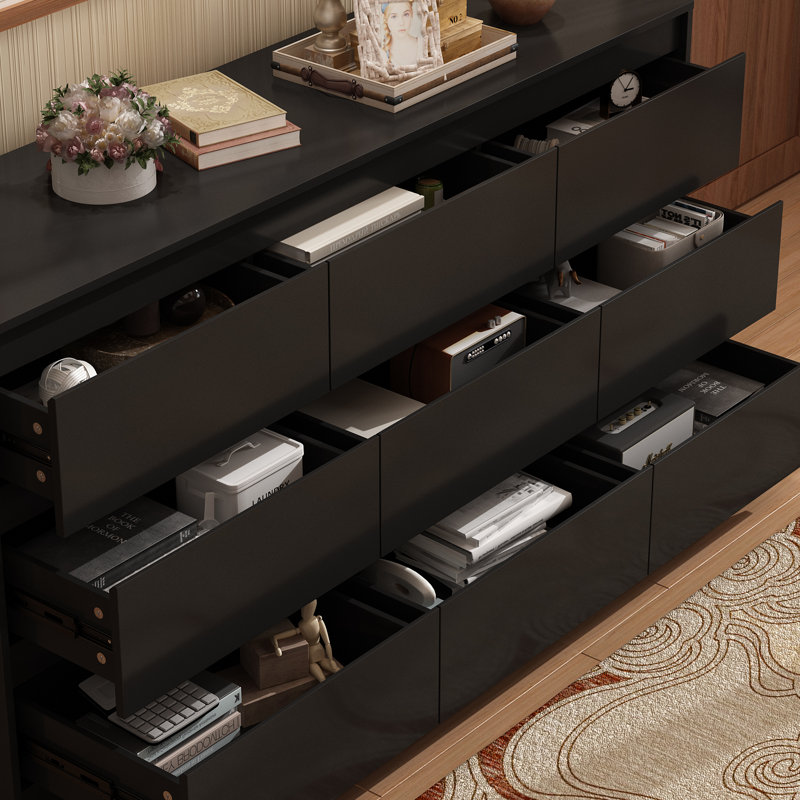63'' W 9 - Drawer Dresser, Black