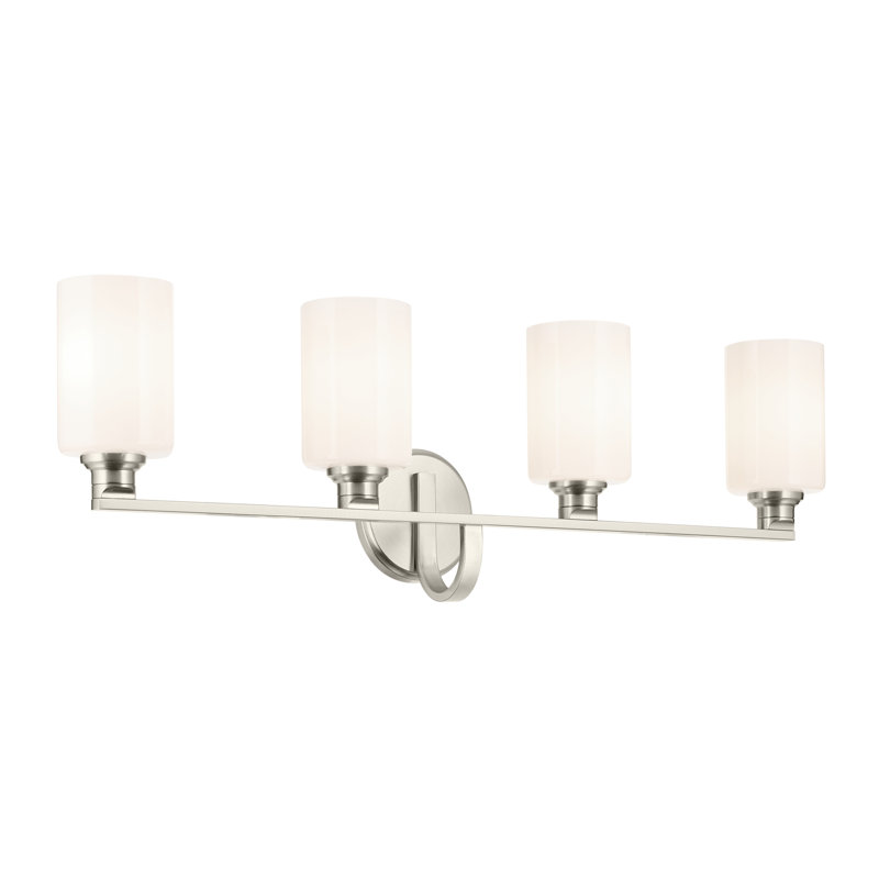 32.25" 4-Light Vanity Light with Fluted Glass, Brushed Nickel, Opal Etched