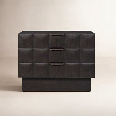 3-Drawer Wood Veneer Nightstand