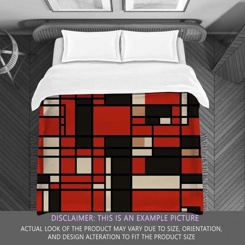 Housse de couette à carreaux, Édredon très grand, Noir / rouge