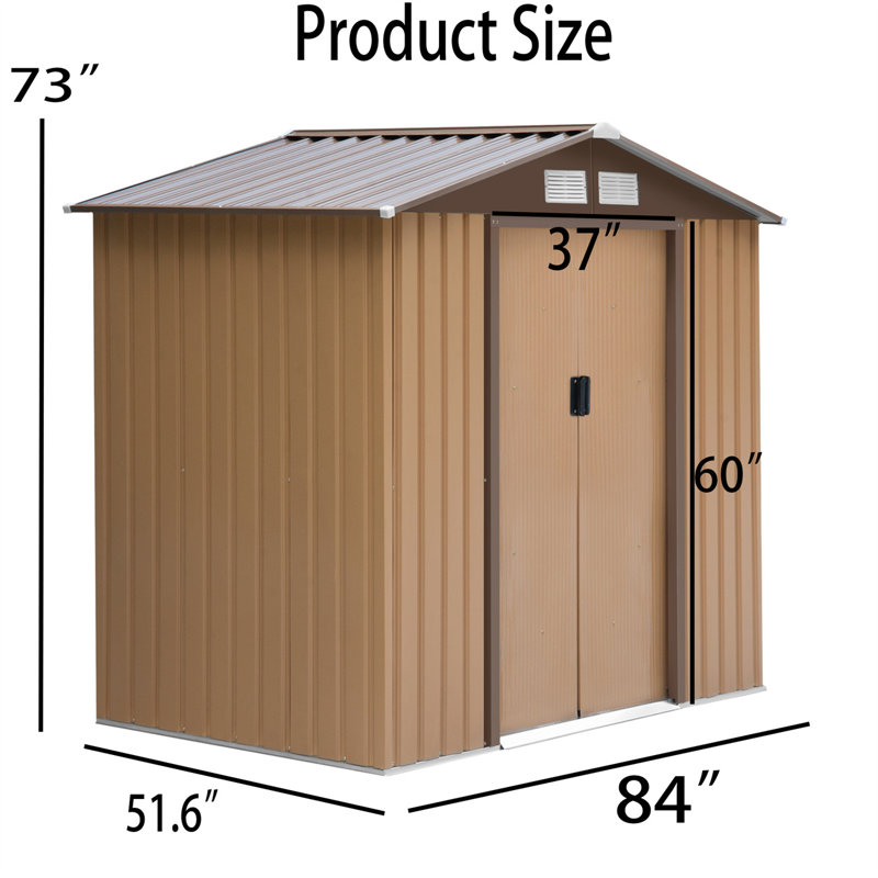 Remise de rangement extérieure en acier, Gris, H 73 po x l 84 po x P 51 po