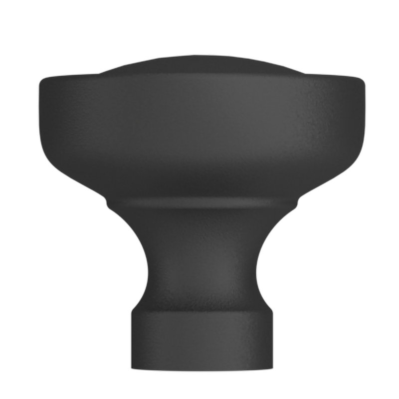 Satin Black Round Brass Cabinet Knob with Mounting Hardware