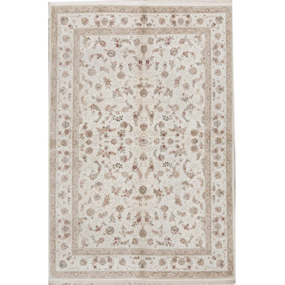 Hand-Knotted High-Quality Ivory and Ivory Area Rug