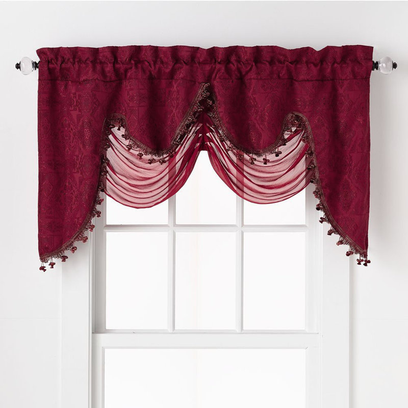 Munsell Damask Swag Window Valance, Burgundy