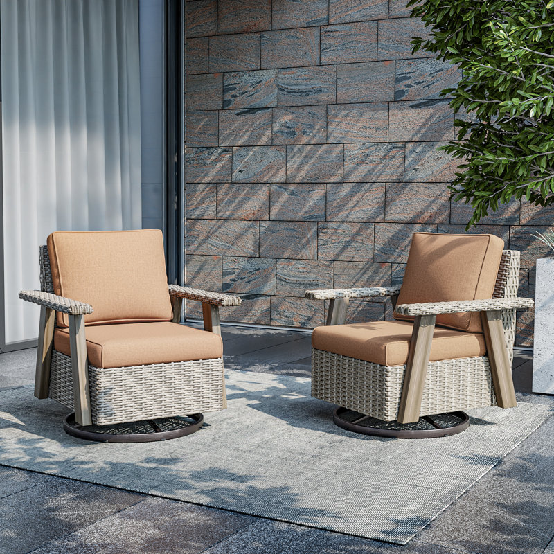 Creal 2-Piece Swivel Chairs with Cushions, Tan