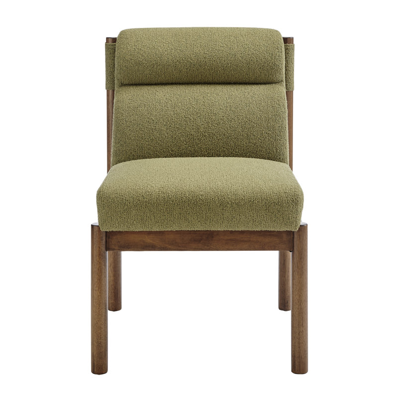 Yanahi Upholstered Dining Side Chair, Green, Brown, Brown
