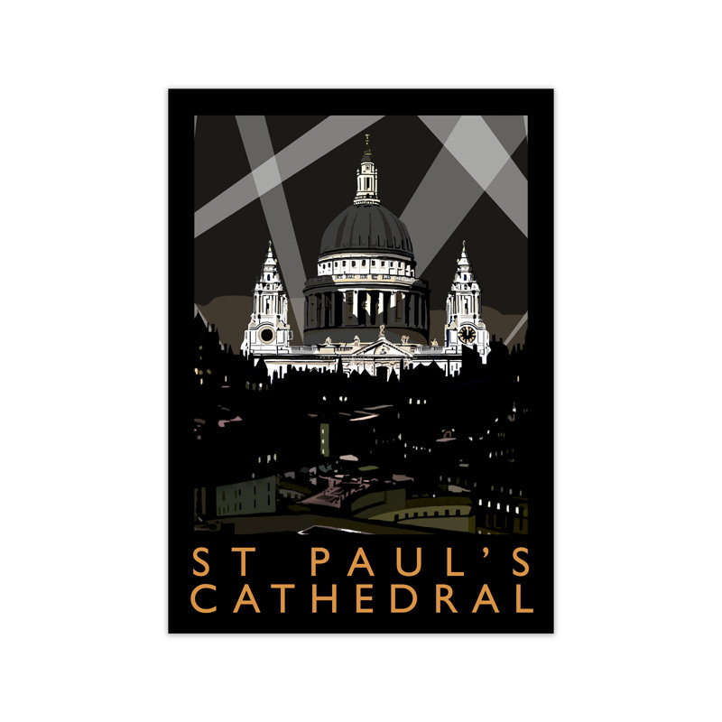 St Paul's Cathedral At Night by Richard O'Neill - Print, 29.7 cm H x 21 cm W