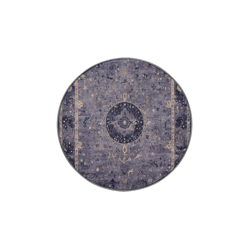 Machine Washable Purple Area Rug, Round 6'